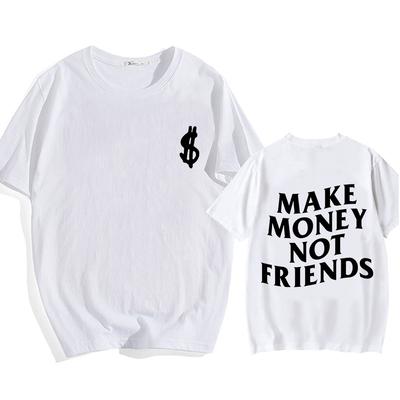 Vydělávej peníze, ne přátele Pánská/Dámská trička Krátký rukáv Bavlna Pohodlné Tričko Streetwear Hip Hop Léto Kulatý výstřih Trička