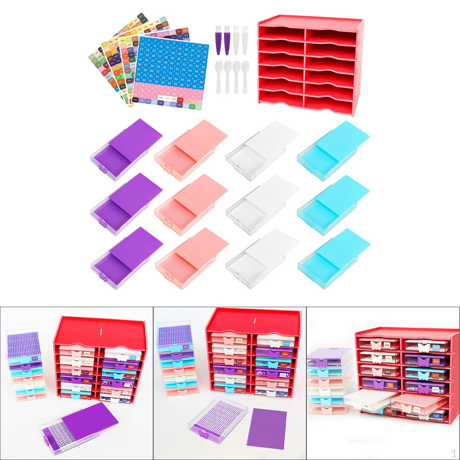 

12 шт. Подставка для страз с алмазными картинами, держатель, воронка, ряд сверл красный