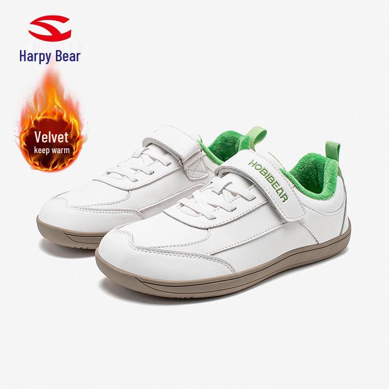 Happy Bear Fleece-Lined Kids  Wide-Toe Winter Sports Shoes - Warm, Double-Layer Cotton, Cold-Proof, Casual Outdoor Footwear. 32