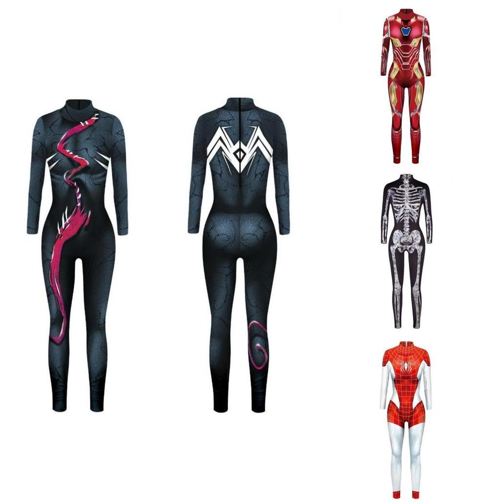 Sexy Iron Man Harley Quinn Halloween Cosplay Jumpsuit Women's Bodysuit