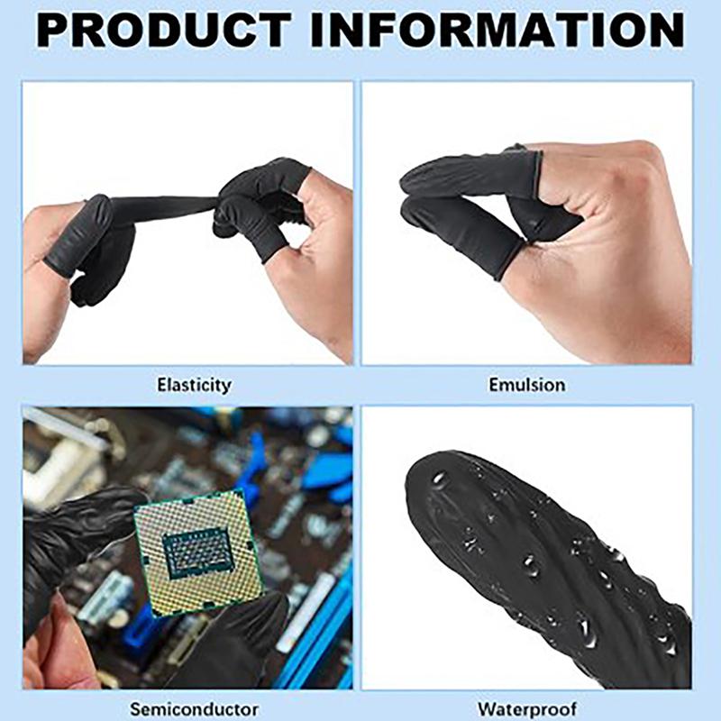 100Pcs Disposable Fingertips Protector Gloves Natural Rubber Non-Slips Anti-Static Latex Finger Cots Fingertips Durable Tool