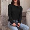 Women's Fashion Loose Fit Long Sleeve T Shirt Crew Neck Pleated Shoulder Detail Casual Top for Everyday Wear