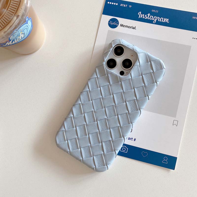 Luxury Braided Pattern Leather Cover for IPhone 17 16 15 14 13 Pro Max 16Pro 15Promax Soft Silicone Shockproof Back Case Caque