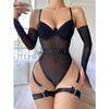 One-piece Sleeves Erotic Underwear Mesh Stitching Strap Bra Royal Sister Erotic Underwear Uniform Temptation