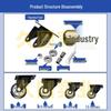 Black Heavy-Duty Swivel Casters with Brakes for Furniture, Cabinets & Industrial Use, Double Bearing Wheels