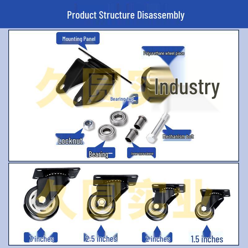 Black Heavy-Duty Swivel Casters with Brakes for Furniture, Cabinets & Industrial Use, Double Bearing Wheels