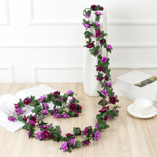 2.5M Artificial Flower Garland Realistic Flower Rattan Vine Wedding Party UV Resistant Faux Hanging Simulation