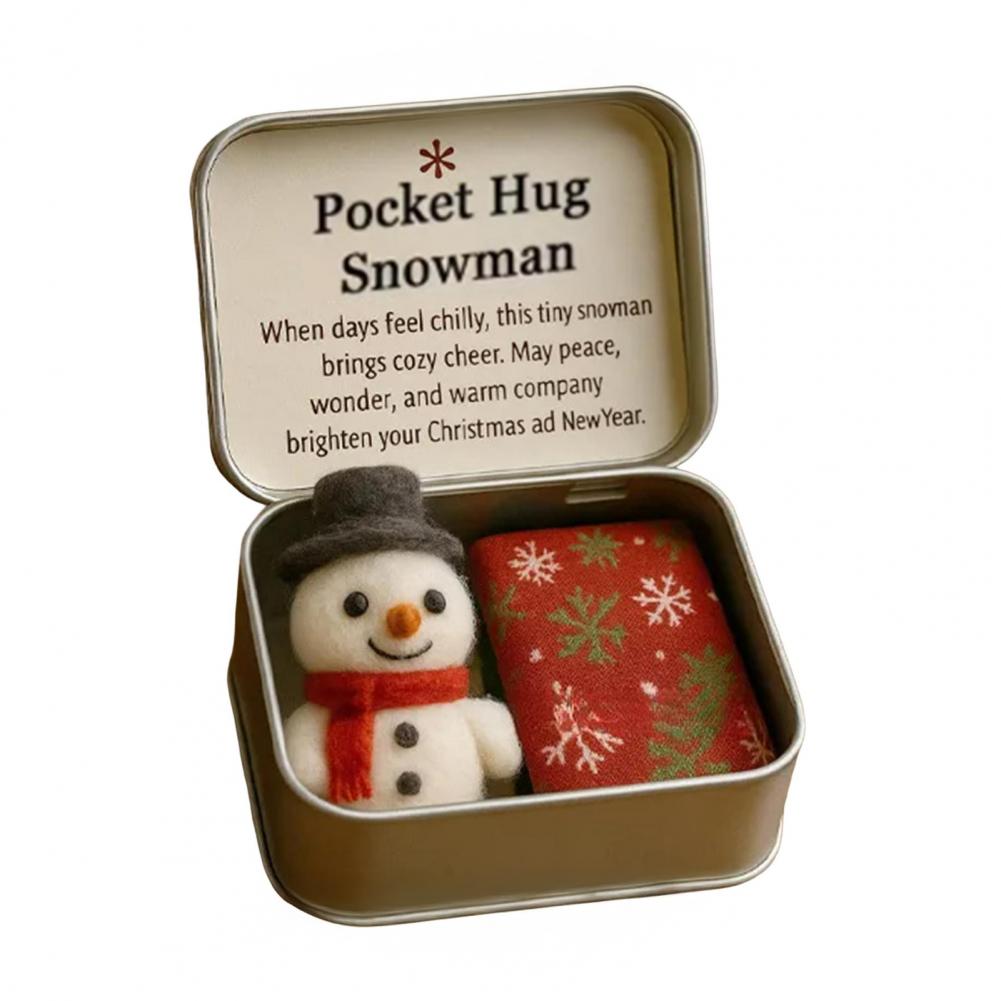Christmas Pocket Hug Gift Handmade Felt Doll in Box Little Pocket Hug with Gift Card Thoughtful Gift for Friends Family