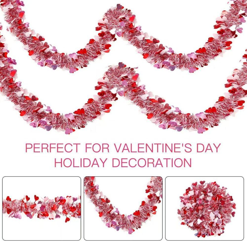 Love Sequins Valentines Garland DIY Hanging Decor Colorful Heart Tinsel Garland  Birthday Party