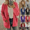 Jachete și Paltoane Casual Vintage pentru Femei, Culoare Uni, Imprimeu, Toamnă Iarnă, Mânecă Lungă, Elegante