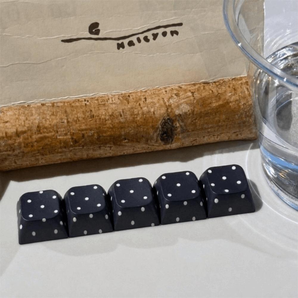 5 Pcs Novelty Design Polka Dot Keycaps Handmade Craft Switch Tester Keychain Keyboard DIY
