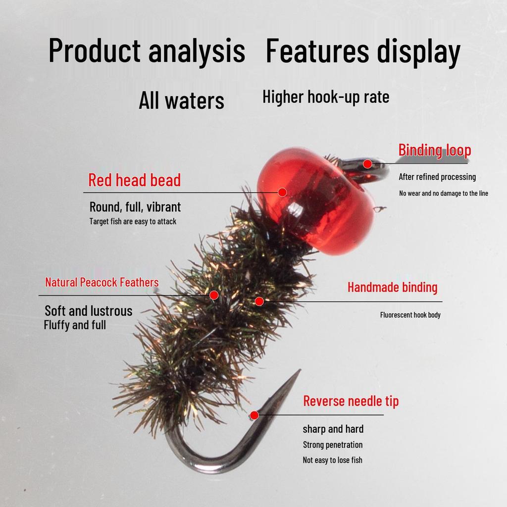 Micro Fly Fishing Lure Rig - Poison Mosquito Hook, Anti-Tangle Three-Hook Setup for Minnow and Goby