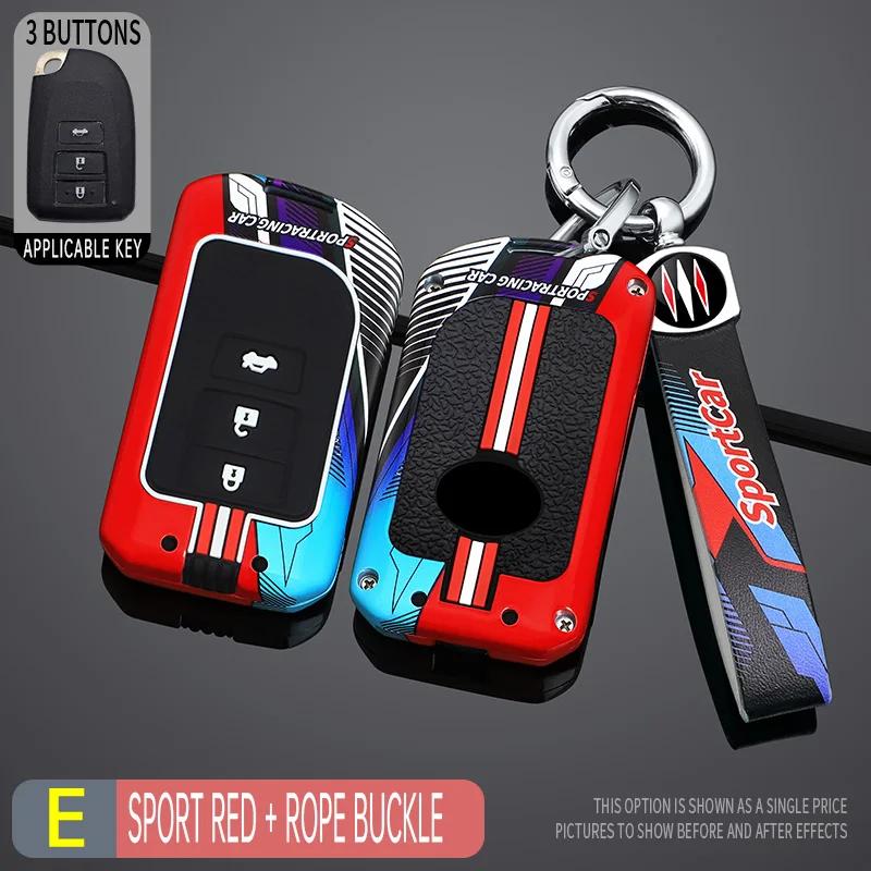 Racing Style Metal Car Key Case Fob Cover For Toyota Yaris Yarisl X Hiace Vios Verso Camry Corolla Control Keychain Accessories