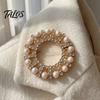 Coat Brooch Pin Faux Pearl Rhinestone Ring Brooch, Hollow Circle Alloy Lapel Pin, Women Fashion Jewelry Sweater Cardigan Suits Accessories, Gift for