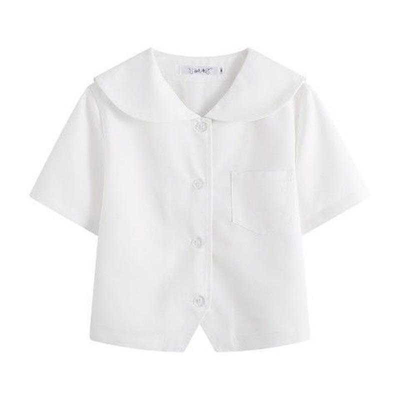 

Women s Short Sleeve JK Uniform Sailor Suit - White Summer Shirt with Kanto Sapporo Kansai Collar XL