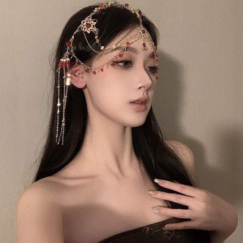 

Сладкое свадебное украшение для головы ручной работы Свадебная цепочка для головы Ювелирные украшения для волос для женщин Повязка на лоб Аксессуары