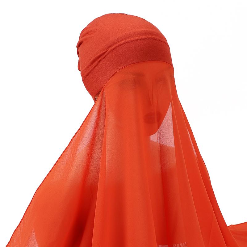 Muslim Women Bonnet + Chiffon Shawl Instant Under scarf Cap Islam Inner Scarf Headband Stretch Hijab Cover Headwrap Turbante