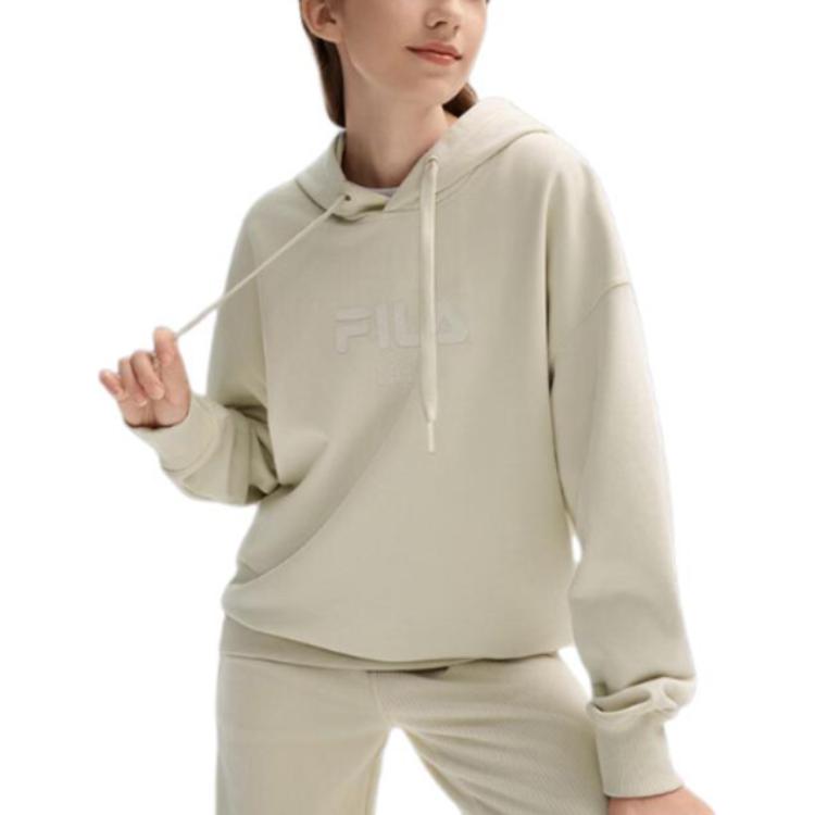 Fila Original Comfortable Soft Loose Knit Long Sleeve Sweatshirt Unisex Sweatshirt Almond Khaki F51M449202F-BG