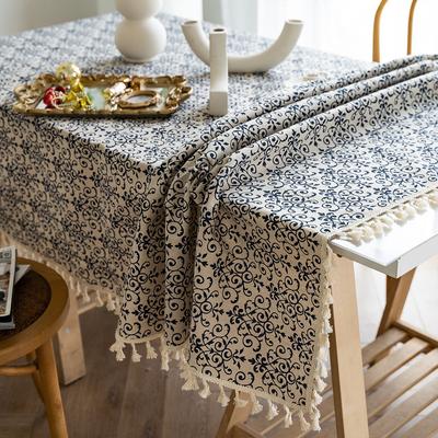Obrus Obrus Na Stół Retro Prostokątny Elegancki Obrus Biały Porcelanowy Tassel Obrus Na Stół Jadalny