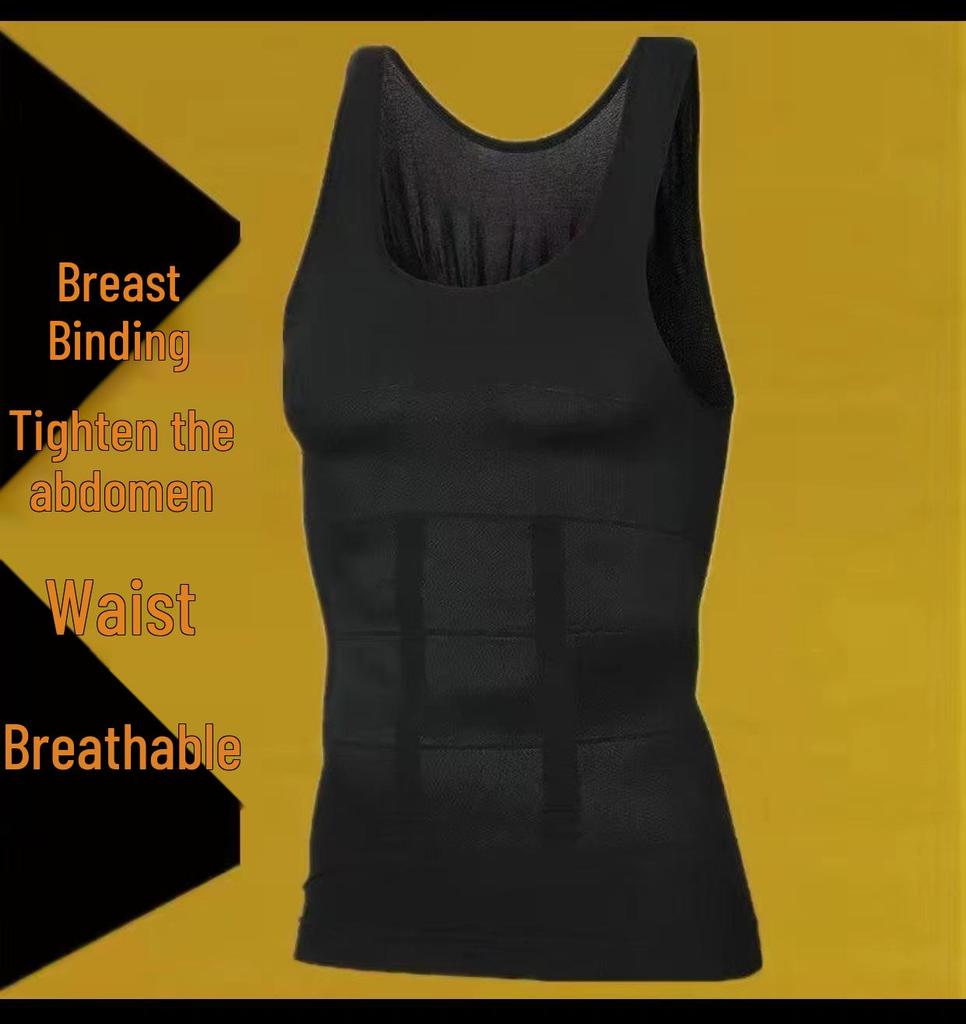 Men's Seamless Shapewear Tank Top: Tummy Control, Chest Binder, Fitness Base.