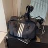 Nylon Canvas Large Capacity Striped Shoulder Bag for Sports, Fitness, Yoga, and Short Trips