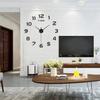 3D Three-dimensional Wall Clock DIY Wall Sticker Digital Clock Silent Travel Time Living Room Bedroom Simple Punch-free Clock