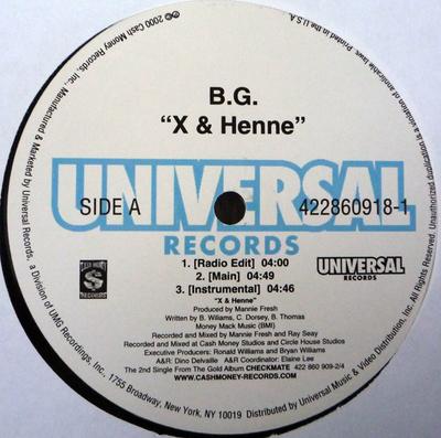12inch Record B.G. - X & Henne 4228609181 Universal Recor 2000 US Rap & Hip-Hop/R&B Used