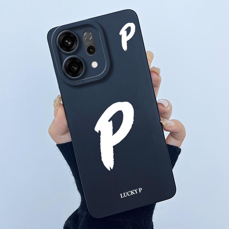 For OPPO Reno14 Pro 5G Cover Case Lucky Initial Letter Couple Silicone Soft Matte Phone Bumper for Oppo Reno 14 Pro 5G Casing