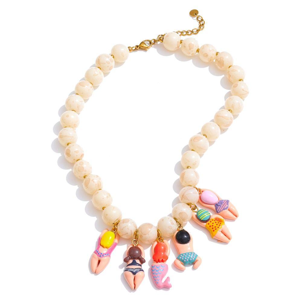 Adjustment Neck Chain Imitation Stone Beads Chain Creative Necklace Necklace Accessories