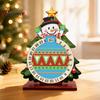 Holiday Countdown Activity Christmas DIY Rhinestone Painting Calendar, 25 Days Rotating Table Decor Tree Advent Wooden Tabletop Ornament for