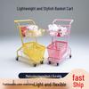 Colorful Double-Layer Shopping Cart with Basket for Convenience Stores and Photography Decor