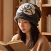Women S Vintage Rose Embroidery Knitted Beanie Hat Korean Style Warm Winter Hat