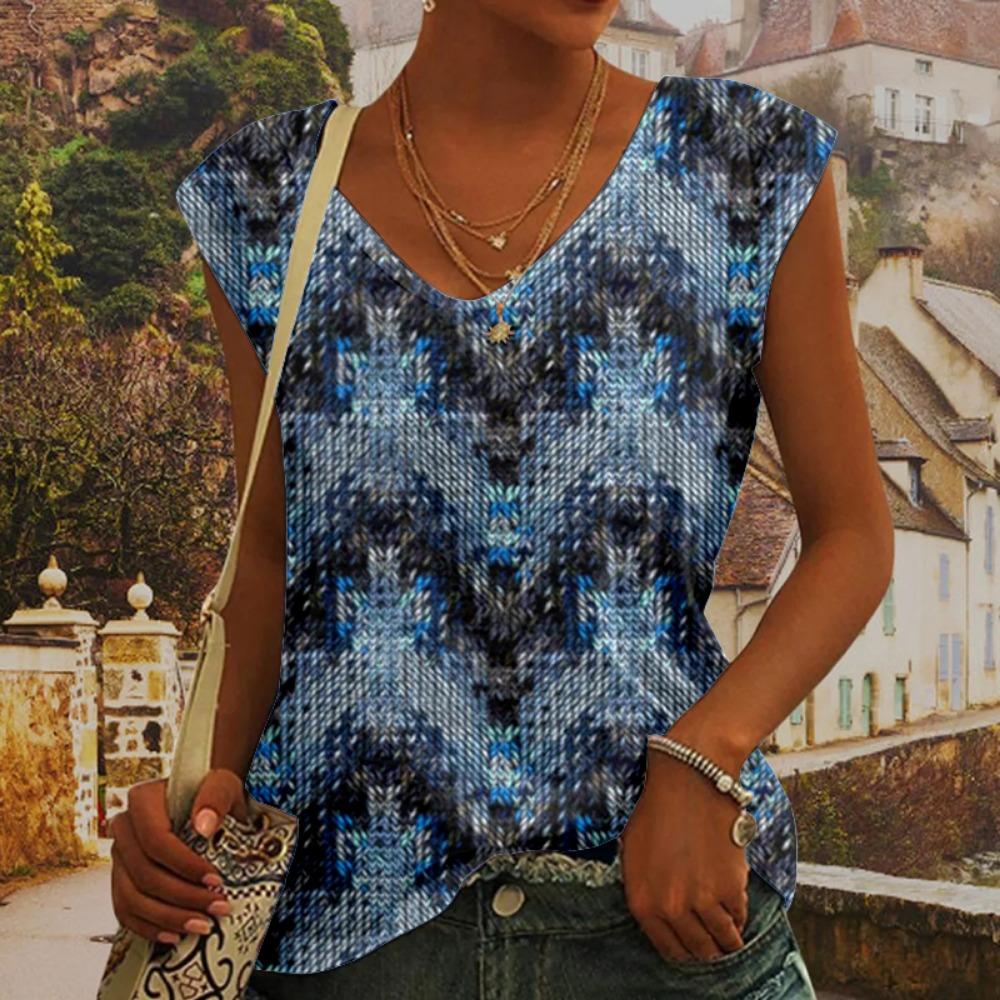 

Летние цветные цветочные 3D-принты для женщин, уличные майки, свободный жилет с V-образным вырезом, без рукавов, женские майки 5XL