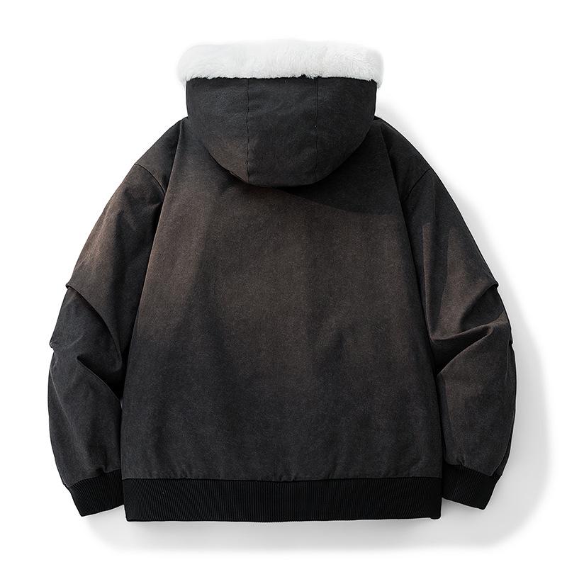 Unisex Thickened Winter Faux Rabbit Fur Jacket with Velvet Lining - Warm Hooded American Style