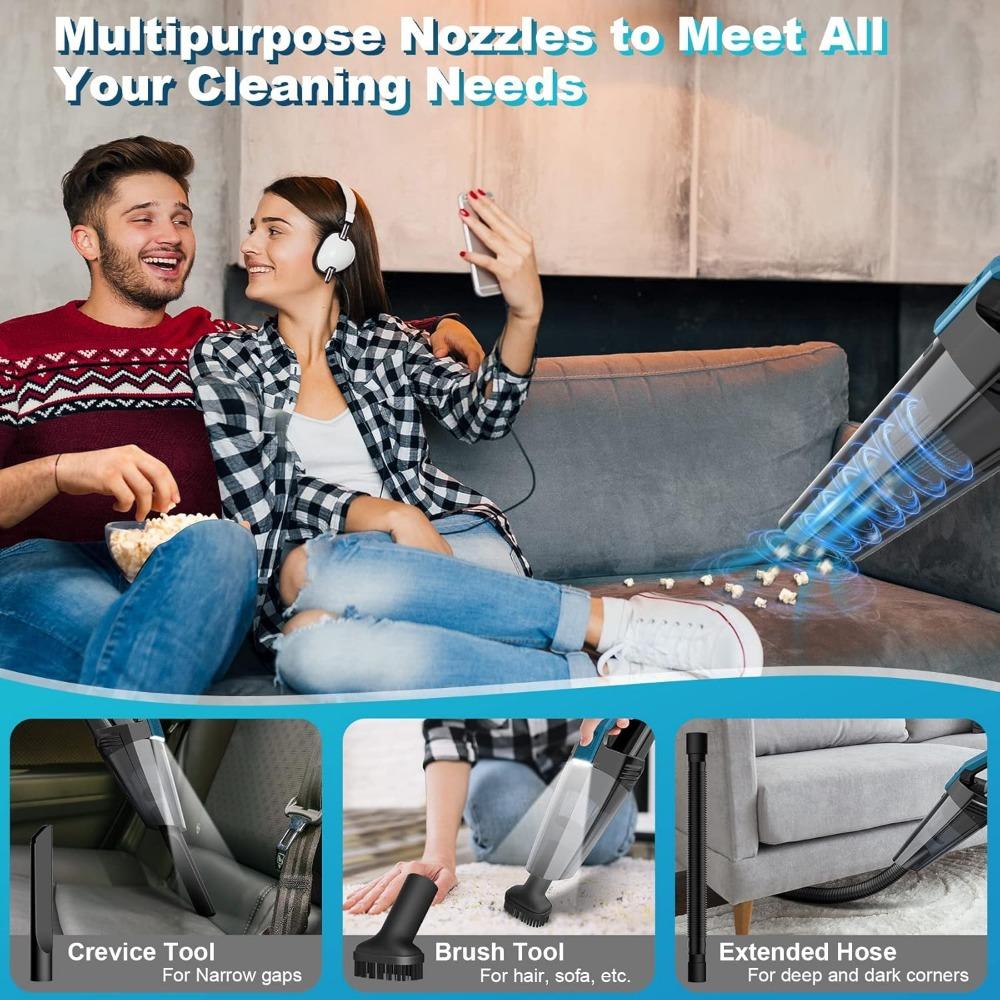 Cordless Car Vacuum Lightweight High Power Handheld Vacuum Cleaner with LED Light, Hand Vacuum for Car Home Office and Pet Hair,