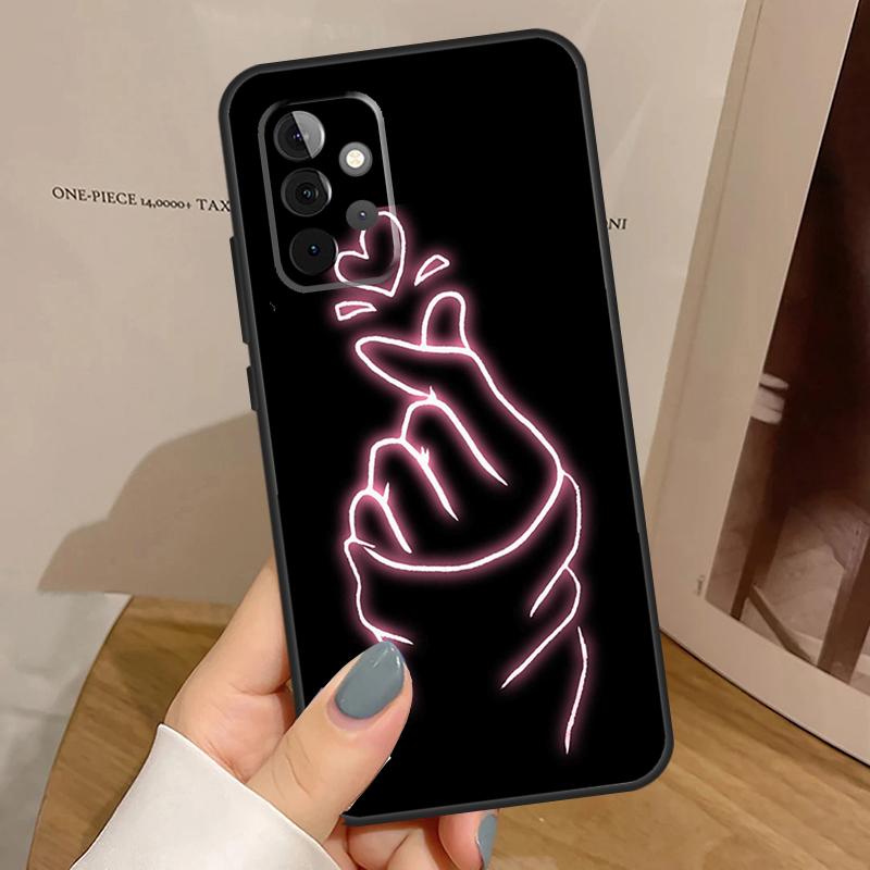 Kpop Finger Heart Case For Samsung Galaxy A15 A16 A17 A26 A36 A56 A55 A35 A52 A32 A12 A53 A33 A13 A14 A34 A54