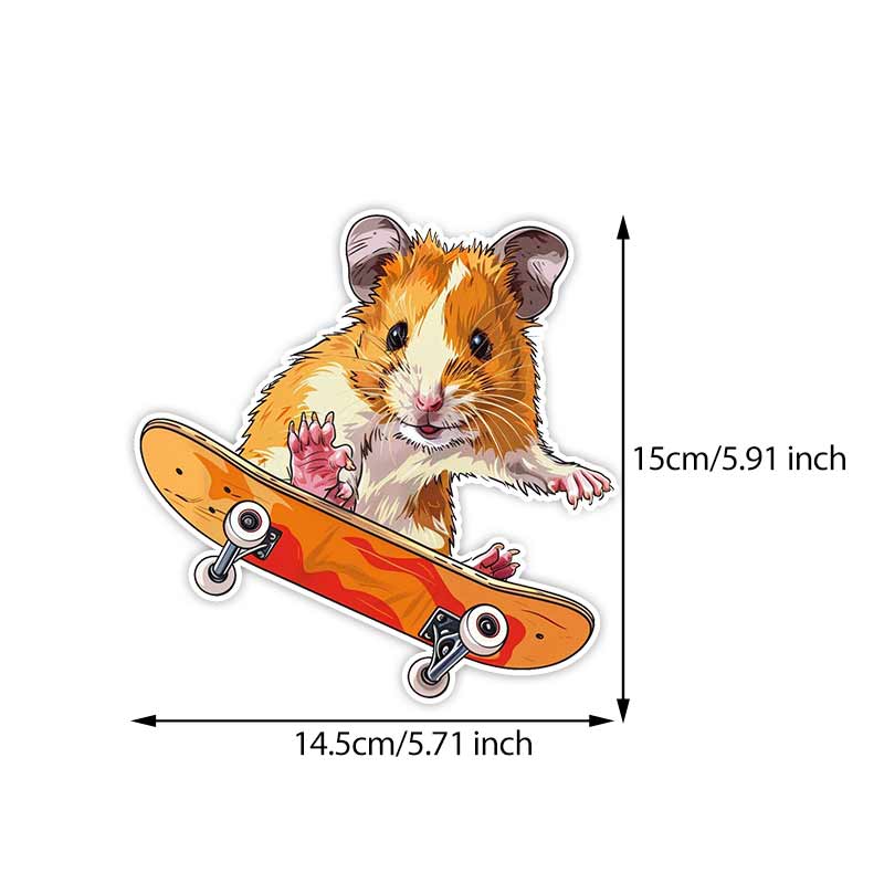 

Car Sticker Hamster Rides Skateboard Sticker Waterproof Vinyl Decal on Bumper Rear Window Laptop Self-adhesive Decal For Car Accessories TM270 A-15cm Longest Side