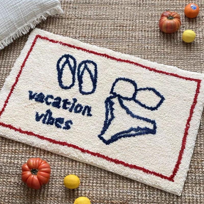 

French Carpet Floor Mat Bathroom Non-slip Mat Room Household Bedroom Bedside Blanket Foot Mat Imitation Cashmere 1p40x60x1cm