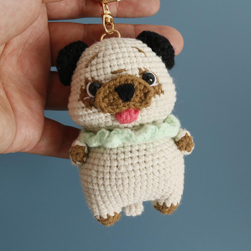 Funny Puppy Series Crochet Keychain Handmaking Knitted Puppy Keyrings Cute Small Dog Doll Crochet Keyrings Custom Accessories