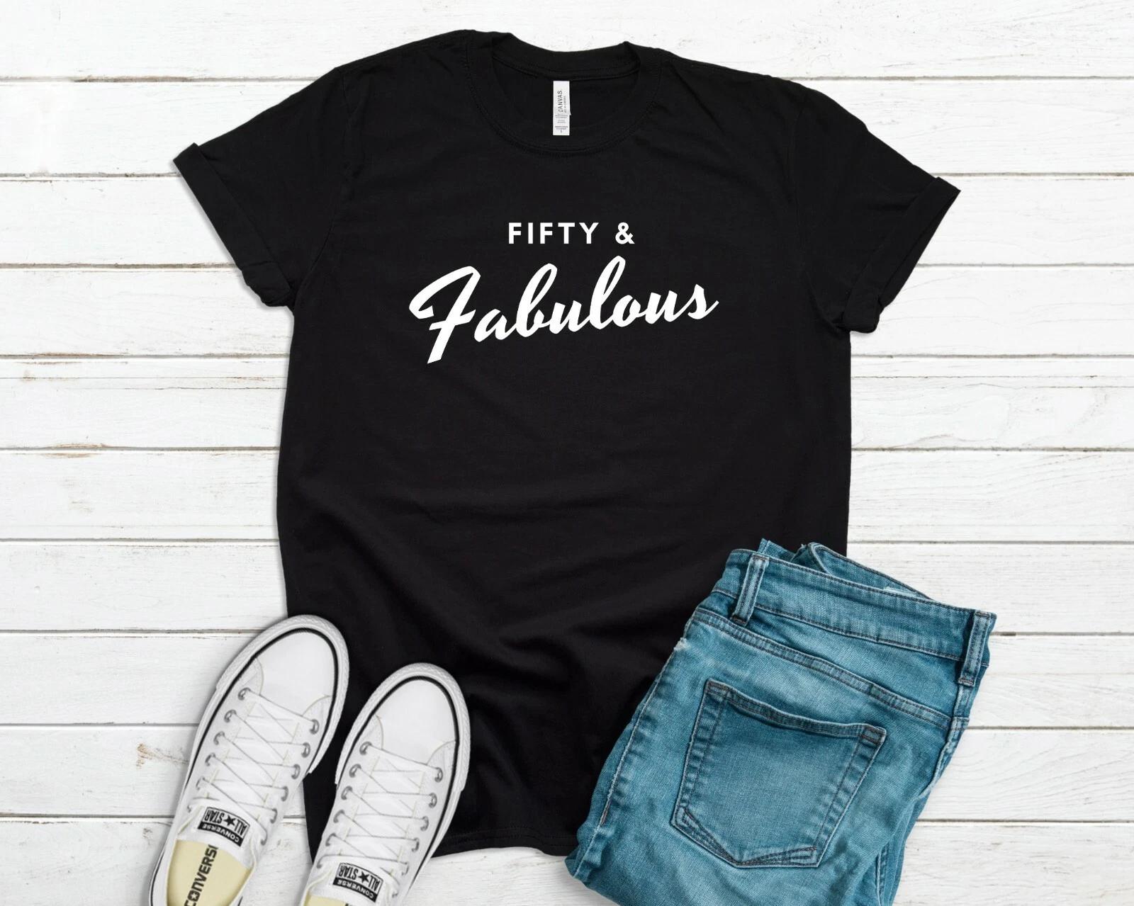 Fifty and Fabulous - Super soft cotton - ladies t shirt , 50th Birthday gift 3XL