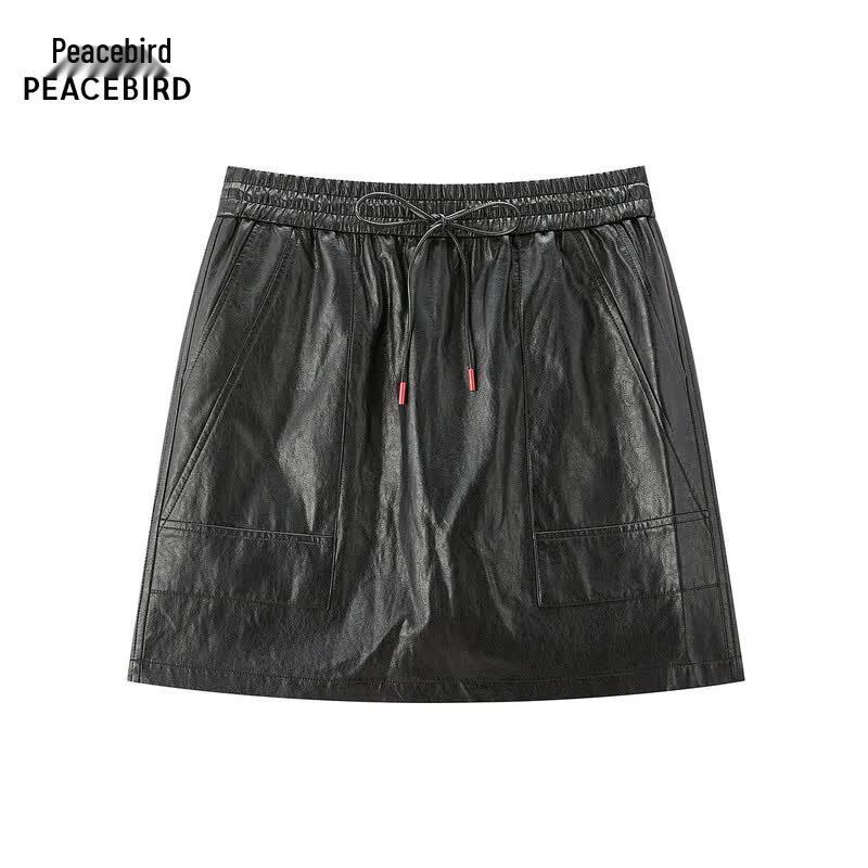 Peacebird A-Line PU Leather Mini Skirt XL чёрный