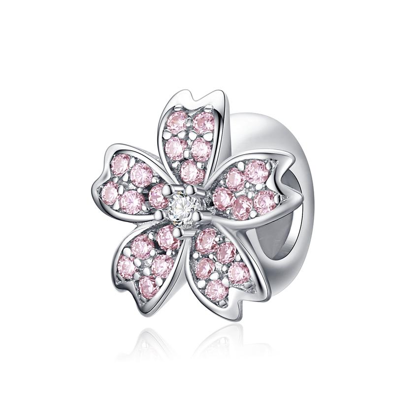 WOSTU Daisy Flower Series Charms 925 Silver Spacer Beads Dangle Charms Fit Bracelets DIY Jewelry