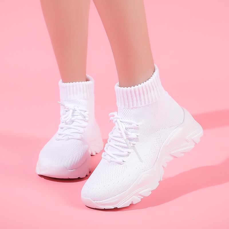 Sexy Sock Boots Knitting Stretch Boots Warm High Heels For Women Fashion Knee High Boots Spring Autumn Women Booties Female