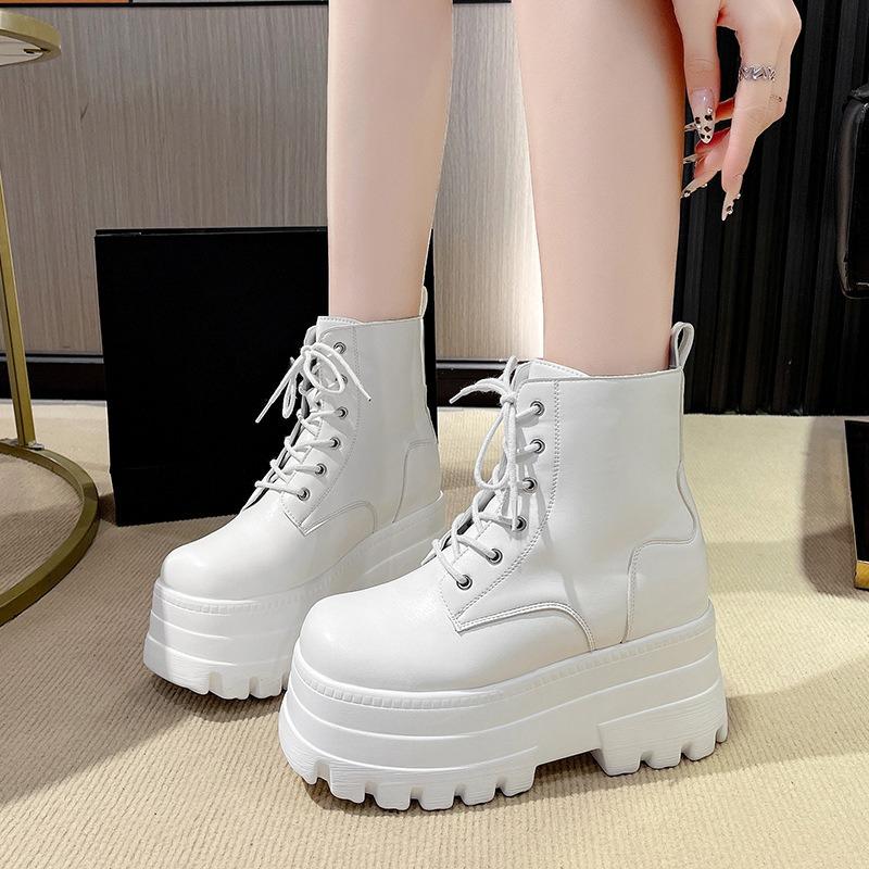 Autumn and Winter Large Size Thick-soled Plus Zipper Short Boots Women s Winter Shoes 43 белый