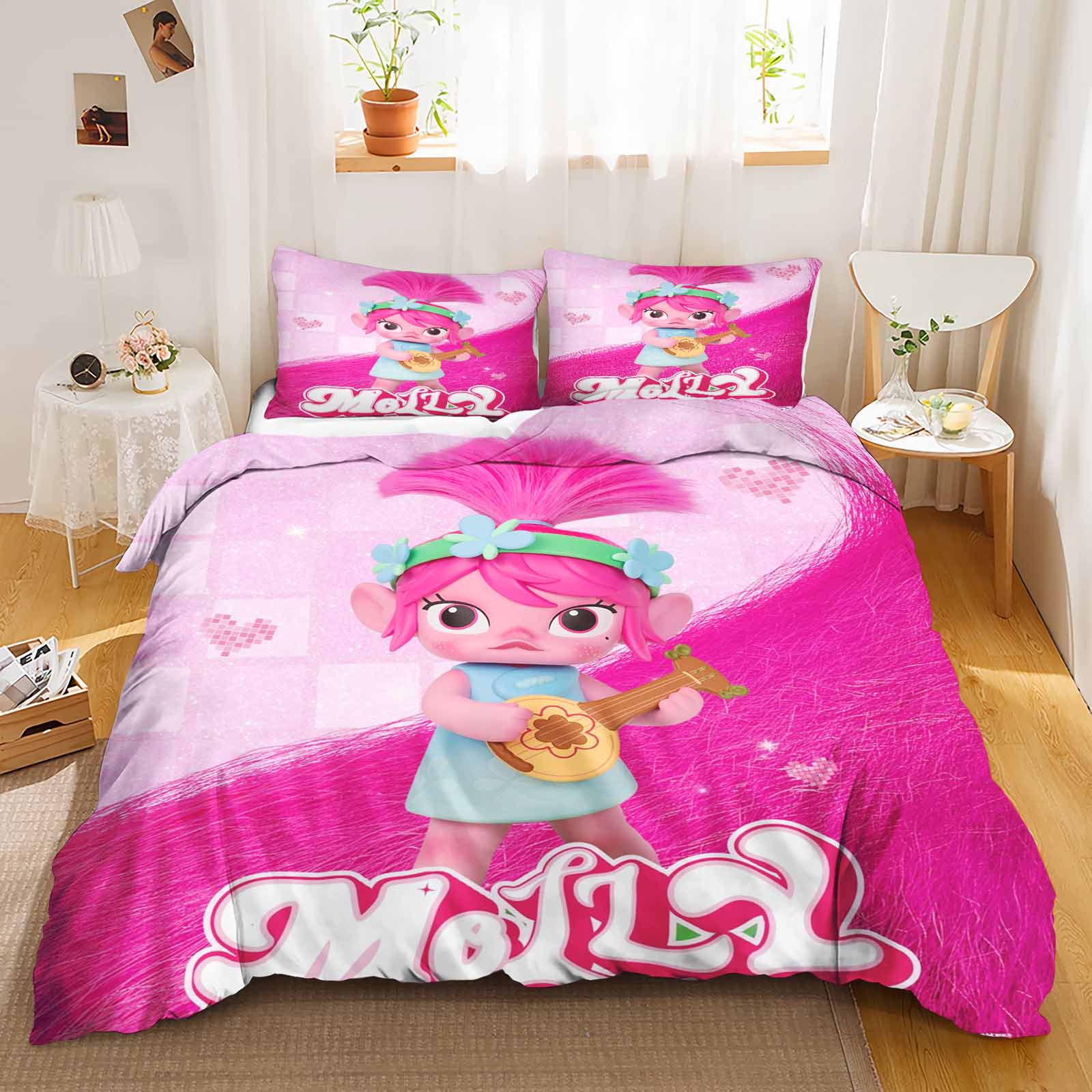

Trolls Cover Set Comforter Bedding 3d Children S Bedding Set 3-Piece 1 Quilt Cover King Size 135X200CM