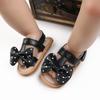 Summer Infant Baby Girls Bow Sandals Casual Polka Dot Beach Shoes Anti-Slip PU Leather Newborn Toddler Prewalker First Walking Shoes 0-18M
