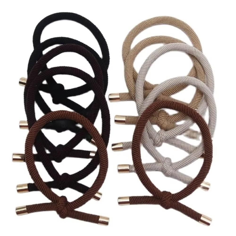 5PCS Gold Plated Elastic Hair Rubber Bands Mix Color Styling Decoration Hair Bands High Elasticity Ponytail Holder