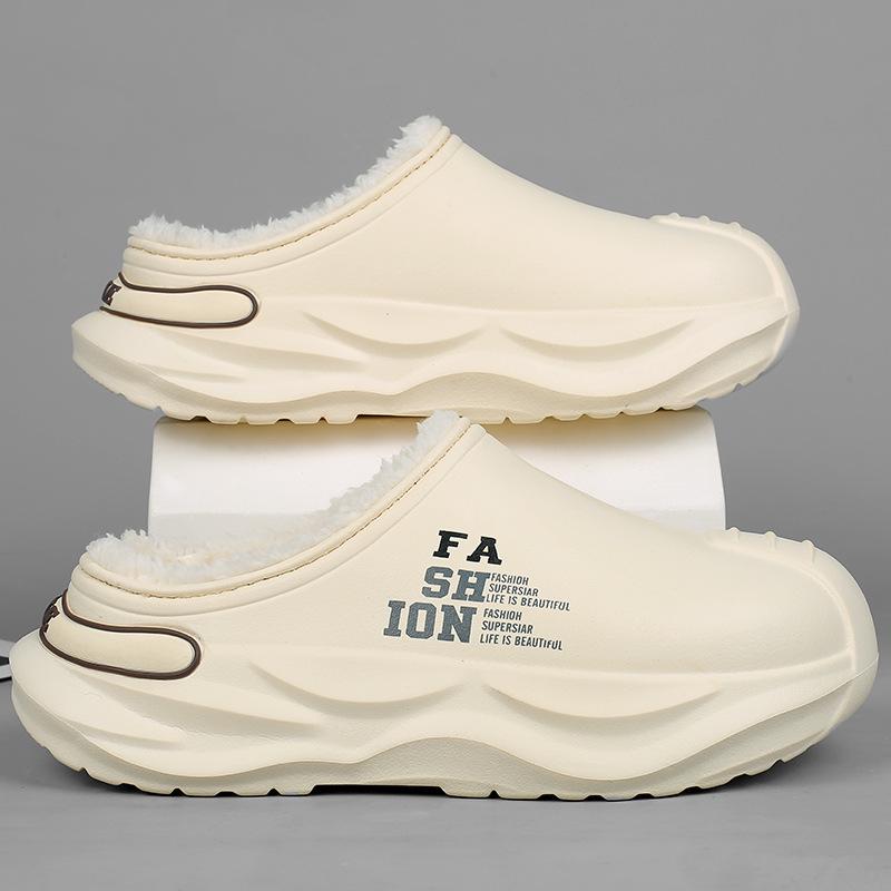 Winter Couple Velvet Warm Soft Sole Cotton Slippers - Thickened Half Slippers for Women, Postpartum Care