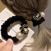 1Pcs High End Sensation Hair Ropes Black Pearl Tea Rose Hair Ties Women'S Fashionable Hair Bands Elegant Hair Rings
