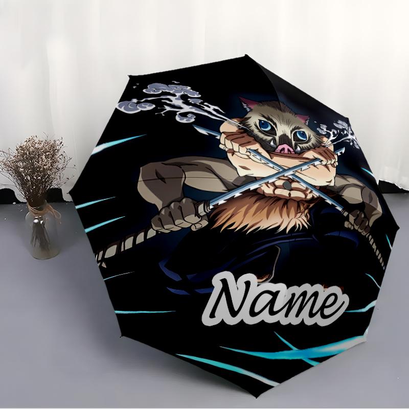 Personalized Name Demon Slayer1 Print Umbrella - Automatic Open/Close, Eight-Rib Durable Frame, Automatic Folding Umbrella